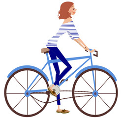 Wall Mural - side view of woman riding bicycle