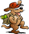 Hand-drawn Vector illustration of an Traveling Backpacker Dog