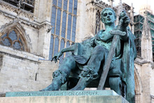 Statue Of Constantine I Outside York Minster In England , GB