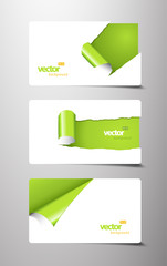 Set of gift cards with rolled corners.