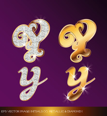 eps Vector image: initials (y)  metallic & diamond I