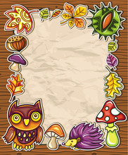 Vector Frame With Autumnal Nature Symbols 3