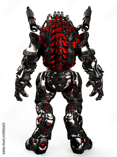 Naklejka dekoracyjna monster robot stand up back view