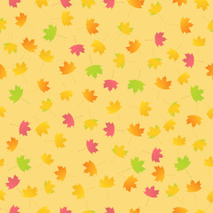 Wall Mural - Seamless background with autumn maple leaves