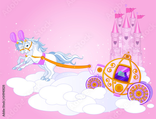 Obraz w ramie Sky carriage illustration