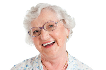 Laughing smiling aged woman