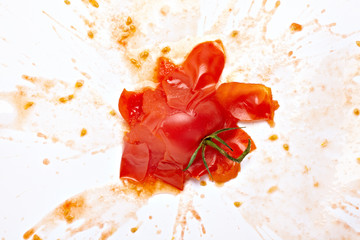 splattered splashed tomato vegetable food