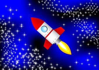 Wall Mural - Rocket in blue space