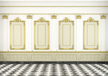 Classic Wall Background With Golden Molding