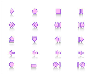 pink Media control web 2.0 icon set