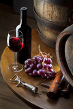 Fototapeta Panele - still life with red wine on table