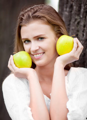 Wall Mural - woman with apples