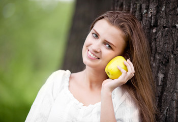 Wall Mural - woman with an apple