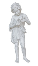 Old Mable Statue Of A Child With A Bird