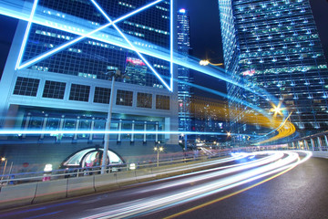 Wall Mural - Traffic in downtown of a city, pearl of the east: Hong Kong.