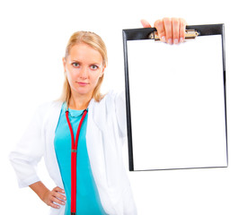 Doctor shows a file holder