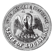 Great Seal Of The State Of Louisiana USA Vintage Engraving