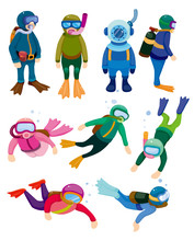 Cartoon Diver Icons.