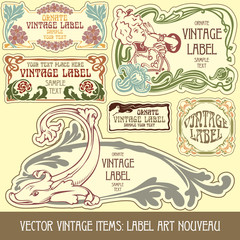 Wall Mural - vector vintage items: label art nouveau