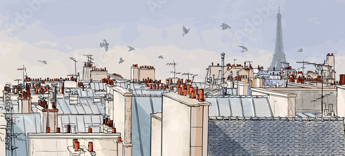 Tapeta ścienna na wymiar France - Paris roofs