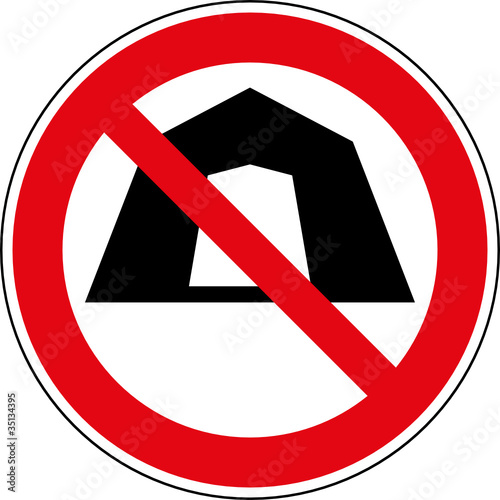 Zelten verboten Symbol Schild 