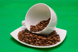 Cup and saucer with the coffee beans