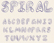 Vector spiral alphabet on a paper sheet