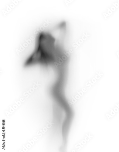 Naklejka - mata magnetyczna na lodówkę sexy woman posing behind a curtain