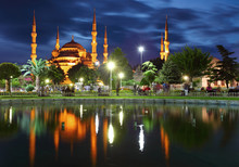 Blue Mosque With Reflection - Istanbul