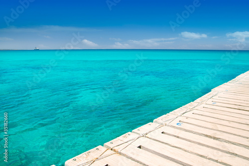 Tapeta ścienna Illeta drewniane molo turkusowe morze formentera