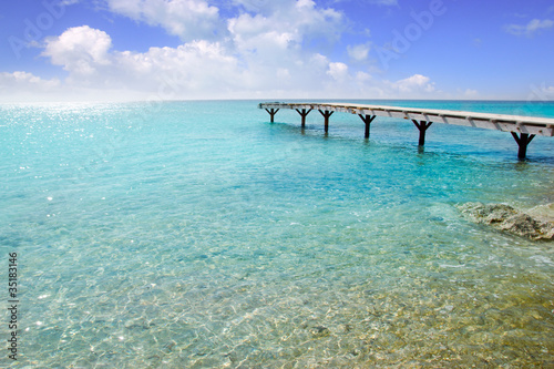 Tapeta ścienna Formentera plaża drewno molo turkus morze balearów