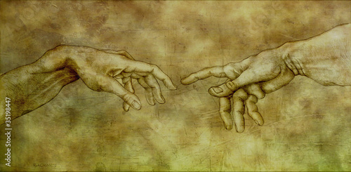 Nowoczesny obraz na płótnie After Michelangelo - Adam and God