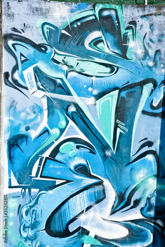 Blue Abstract Graffiti Canvas Print