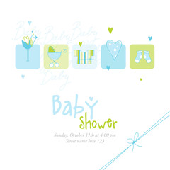 Wall Mural - Baby boy shower card with copy space