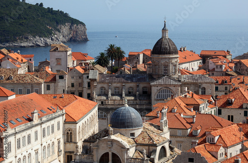Plakat na papierze fotorealistycznym Nad dachami średniowiecznego miasta Dubrownik, Chorwacja
