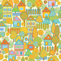  Seamless pattern of town.