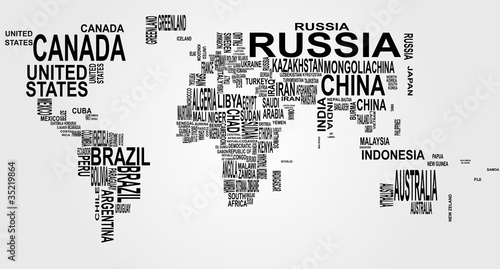 Fototapeta do kuchni world map with country name