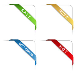 Wall Mural - Set of vector corner ribbons