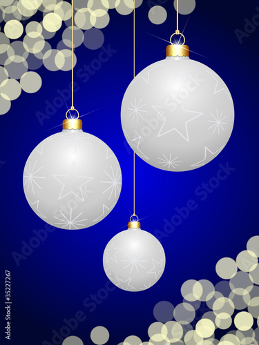 Boules De Noël Blanches Sur Fond Bleu Nuit Buy This Stock