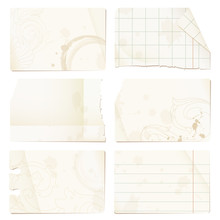 Old Paper Sheets - Checked, Lined, Stained, With Ornaments
