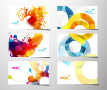Set Of Abstract Colorful Splash Gift Cards.