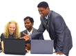 © yurolaitsalbert - Interracial business team working at laptop in a