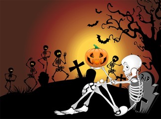 Scheletro Halloween al Cimitero-Halloween Skeleton at Cemetery