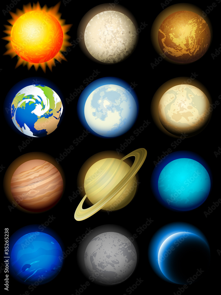 Solar system icons Stock Vector | Adobe Stock