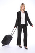© Darrin Henry - Business travel young happy blonde woman with case