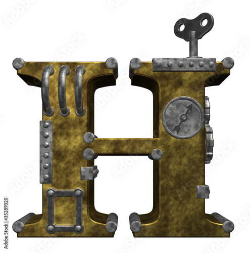 Obraz na płótnie canvas czteroczęściowy "tetraptyk" Steampunk litera h