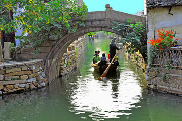 Wall Mural - Shanghai water village Zhouzhuang old bridge.