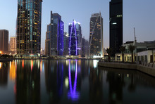 Jumeirah Lake Towers At Night. Dubai, UAE