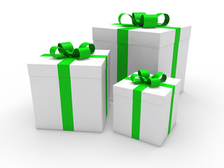 Canvas Print - 3d gift box green white