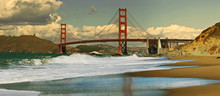Panoramic view on Golden Gate bridge.